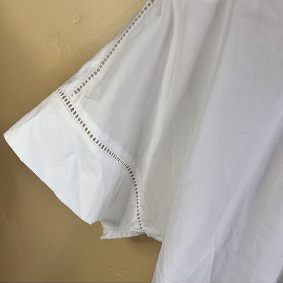 Lane Bryant Womens Size‎ 16 Plus Flare Sleeve Peplum Tope White Eyelet Lace Trim - Picture 3 of 7